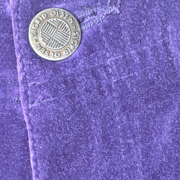 Sigrid Olsen Essentials purple crushed velvet pants. size 10 - Picture 2 of 5